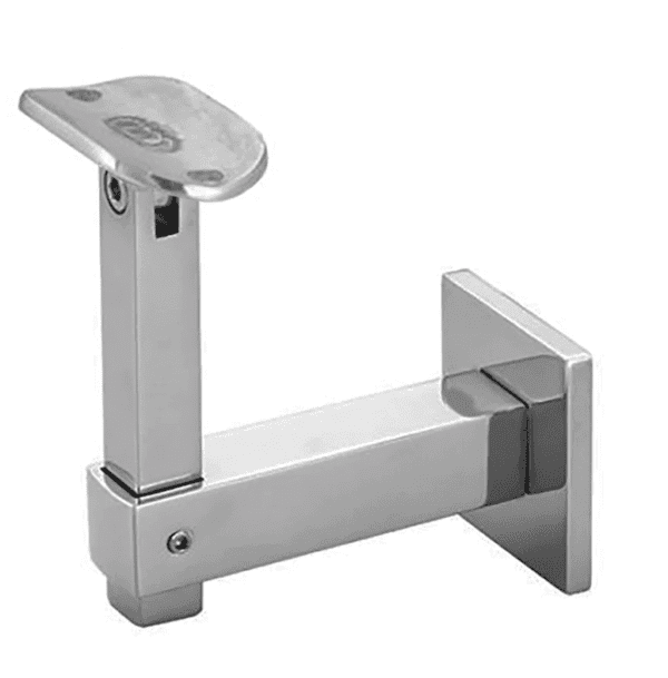 Handrail Bracket - Square - Wall Mount - Adjustable W/ Round Saddle